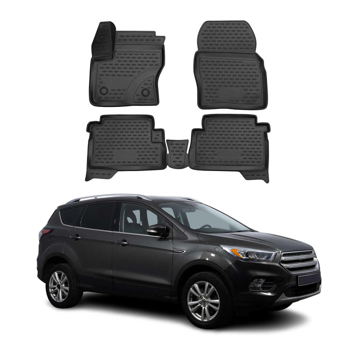 OMAC Fussmatten für Ford Kuga 2013-2019 aus Gummi, Schwarz Kuga 2013-2019 Fussmatten, Kuga 2013-2019