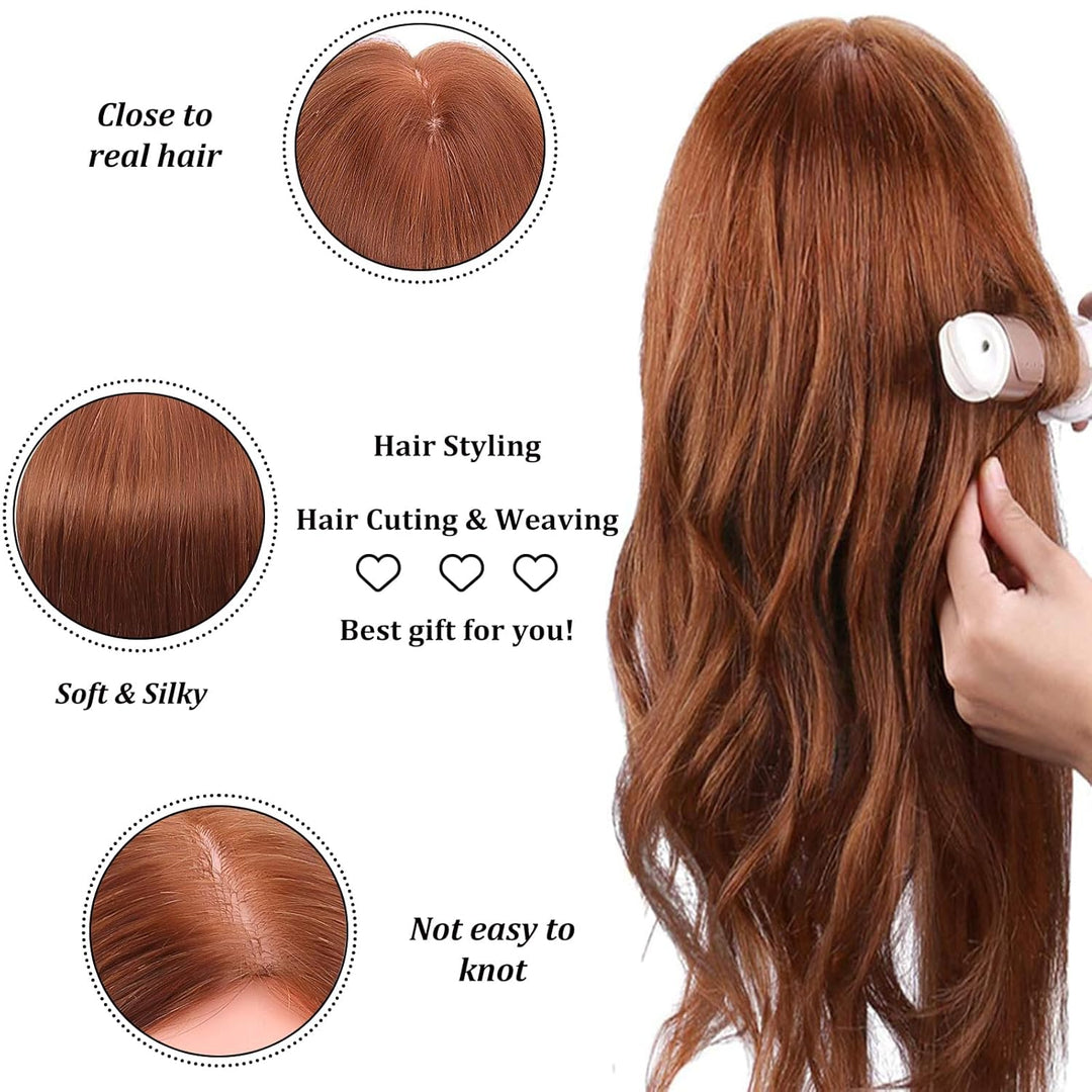 Yofuly 18 Zoll Trainingsköpfe für Friseure Übungskopf, 100% Echthaar Kosmetik Schaufensterpuppenkopf