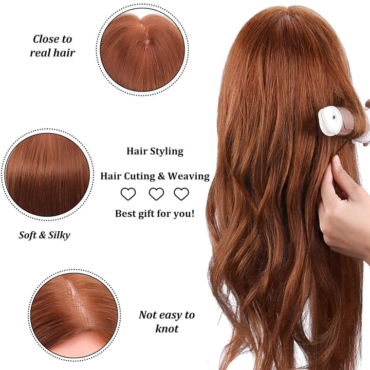 Yofuly 18 Zoll Trainingsköpfe für Friseure Übungskopf, 100% Echthaar Kosmetik Schaufensterpuppenkopf