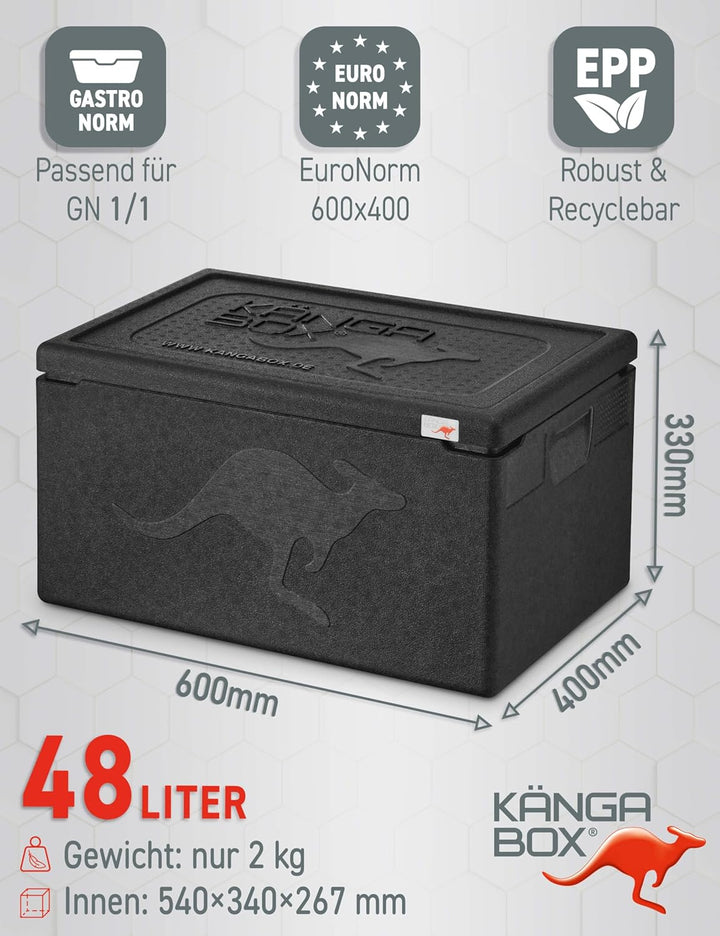 Professional Thermobox & Kühlbox GN 1/1 48L Standardgriff – Patentierte Glatte Innenfläche – Top Iso