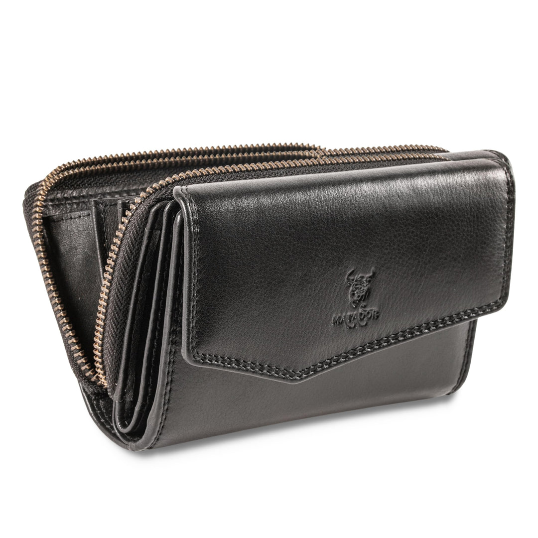 MATADOR RFID Blocker Leder Portemonnaie Damen Gross | Geldbeutel Portmonee Damen mit Geschenk-Box |