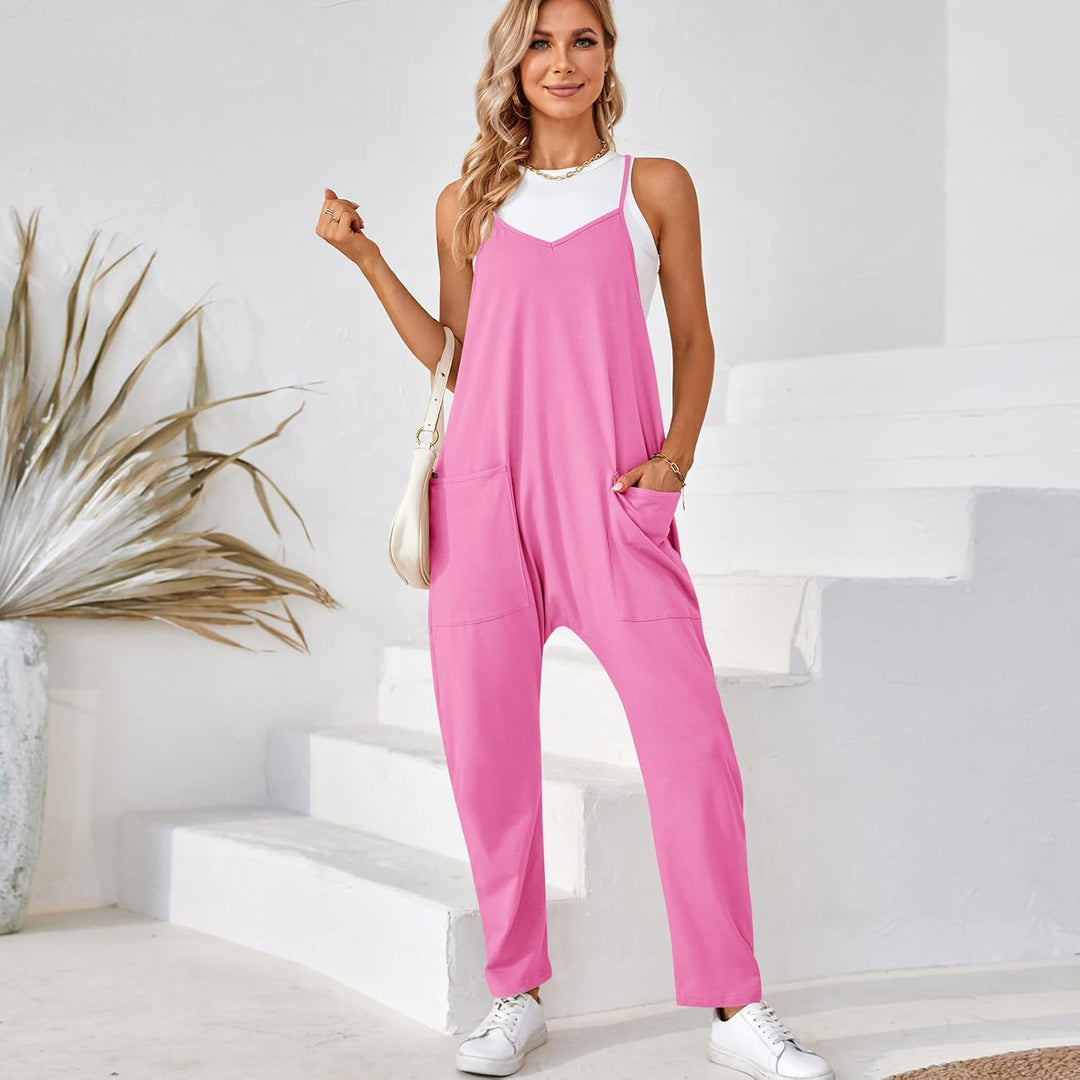 VUTRU Stylischer Damen Sommer Overall – Ärmelloser Jumpsuit mit lockerer Passform,V-Ausschnitt,trend