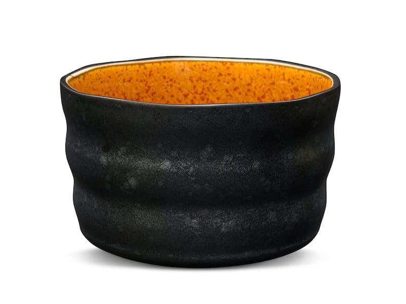MAOCI - Matcha Tee-Schale Chawan aus Porzellan 350ml schwarz-silber handgefertigt