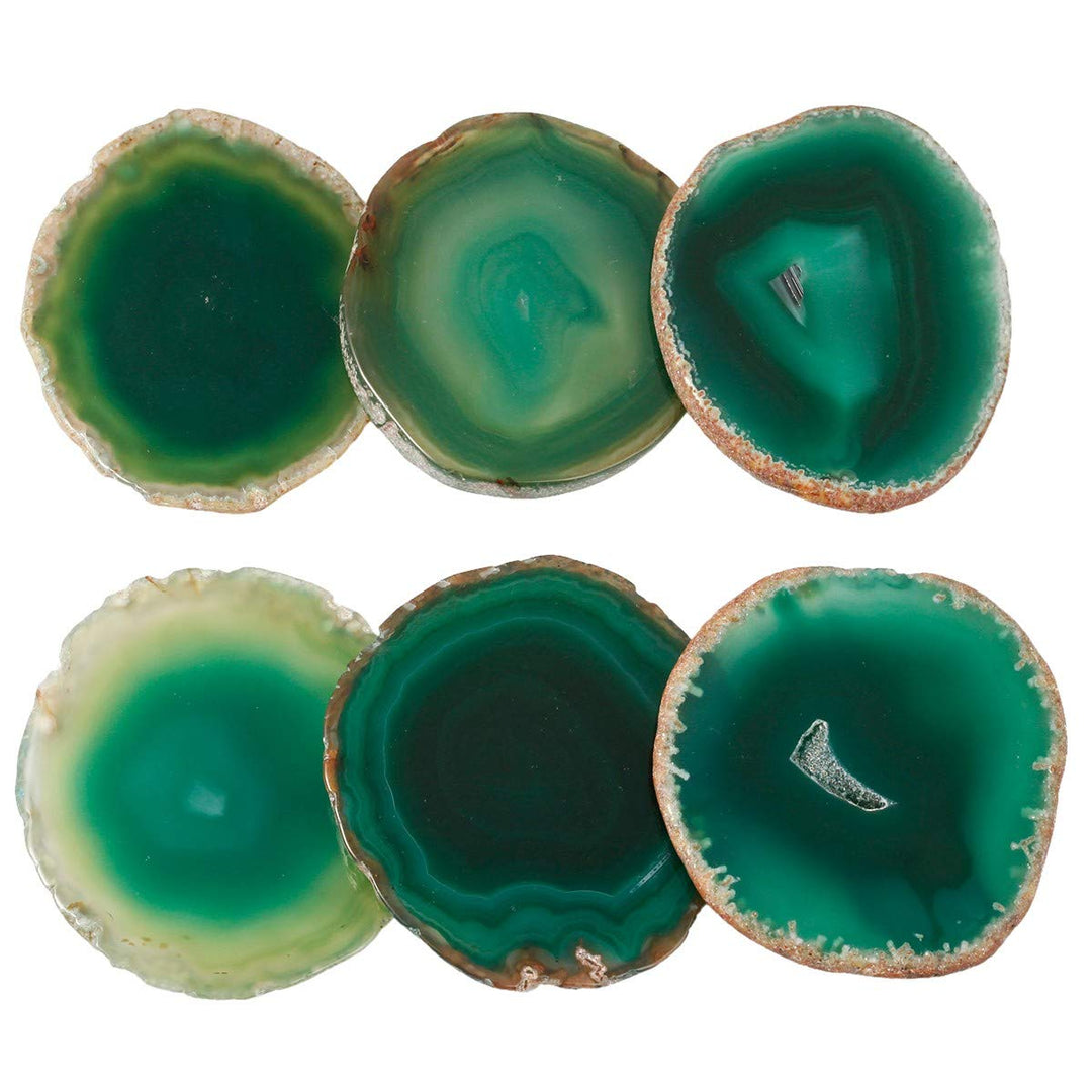 mookaitedecor 12 Stück Natürliche Geode Achat Scheiben, Rund poliert Achat Edelsteine Namen Karten f