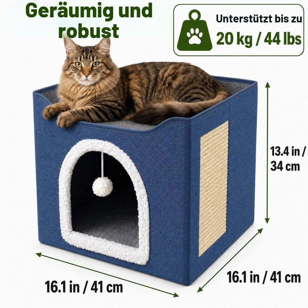 FURRYPAWS Katzenhöhle - Gemütliches Katzenhaus für drinnen und draussen, Ideal als Katzenhaus Indoor