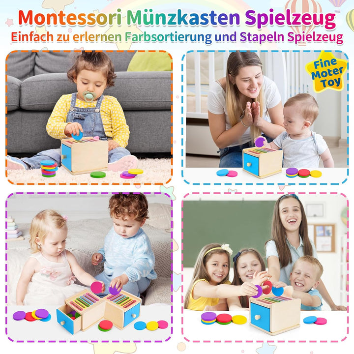 FCSONU Kinder Montessori Spielzeug ab 1 2 3 Jahre Jungen Mädchen, Holzspielzeug ab 1 Jahr, Farbe Sor