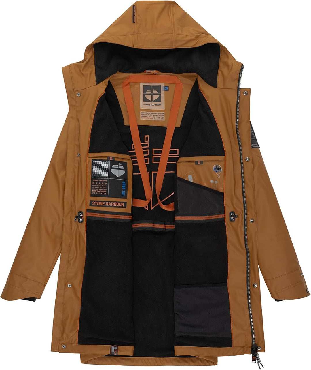 STONE HARBOUR wasserdichter gefütterter Herren Regenmantel Verdaan S-3XL 3XL Tobacoo, 3XL Tobacoo