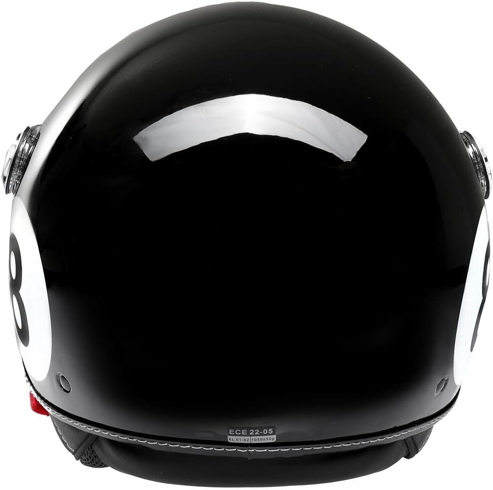 Motorradhelm Jethelm Chopperhelm Cafe Racer CMX Eightball 8Ball schwarz XL
