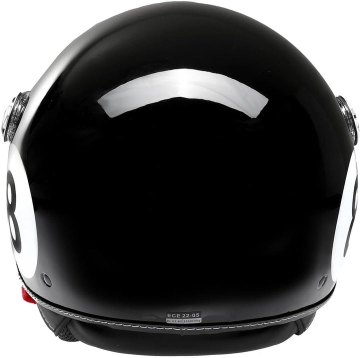 Motorradhelm Jethelm Chopperhelm Cafe Racer CMX Eightball 8Ball schwarz XL