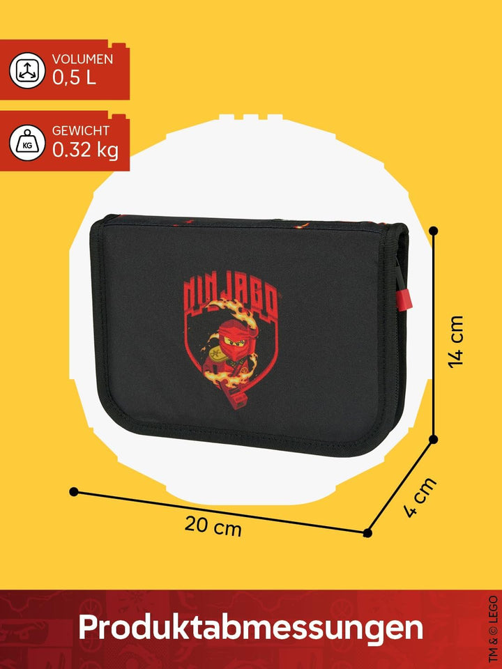 SKANDO BAGS LEGO® NINJAGO® Federmäppchen Junge gefüllt Kai – Federmappe mit Klappe inkl. Schulzubehö