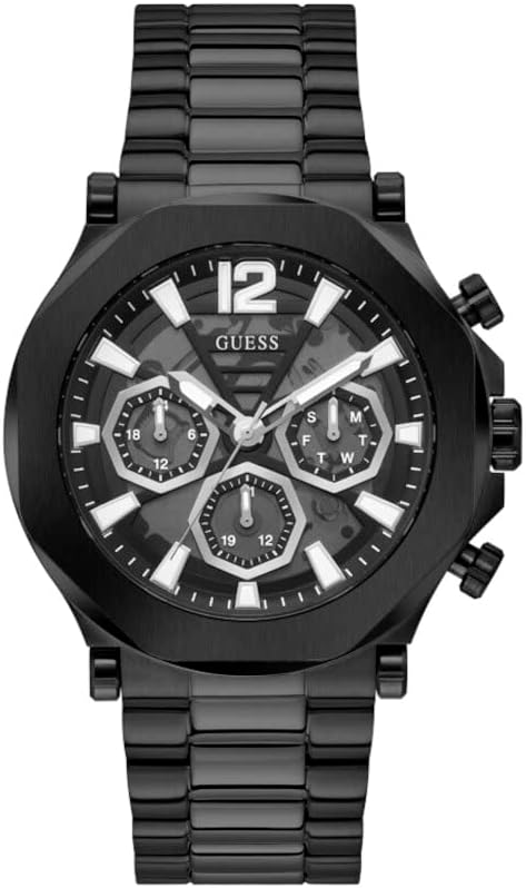 GUESS Schwarze Multifunktions-Armbanduhr, Schwarz