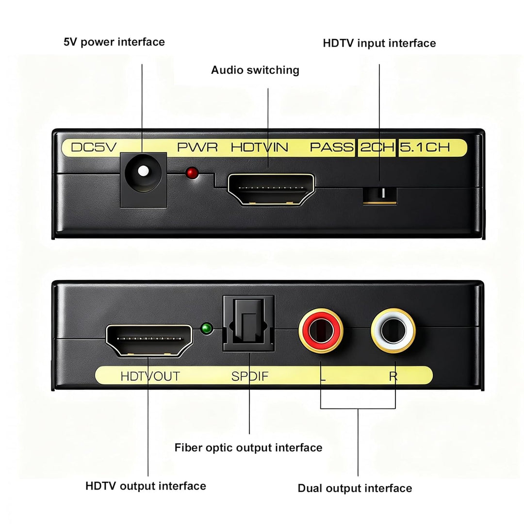 HDMI Audio Extractor, HDMI Audio Splitter 192KHz DAC Wandler Metall ARC Extraktor, 4K@30Hz Unterstüt