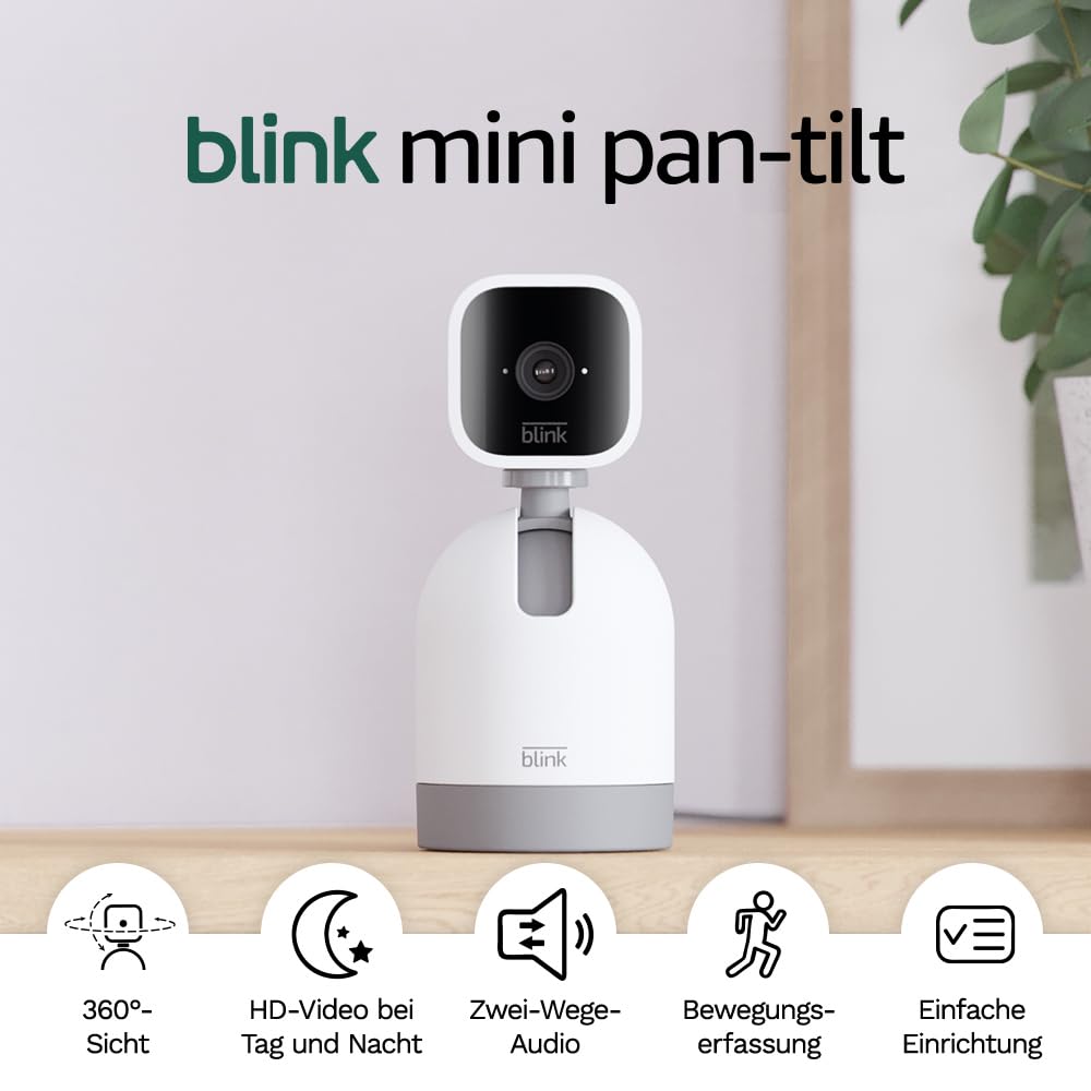 Blink Mini Pan-Tilt Camera | Bewegliche Plug-in-Überwachungskamera für den Innenbereich, Zwei-Wege-A