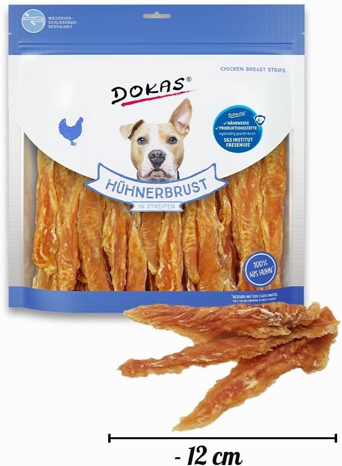 DOKAS Getreidefreier Premium Snack in Streifen für Hunde – Ideal für zwischendurch
