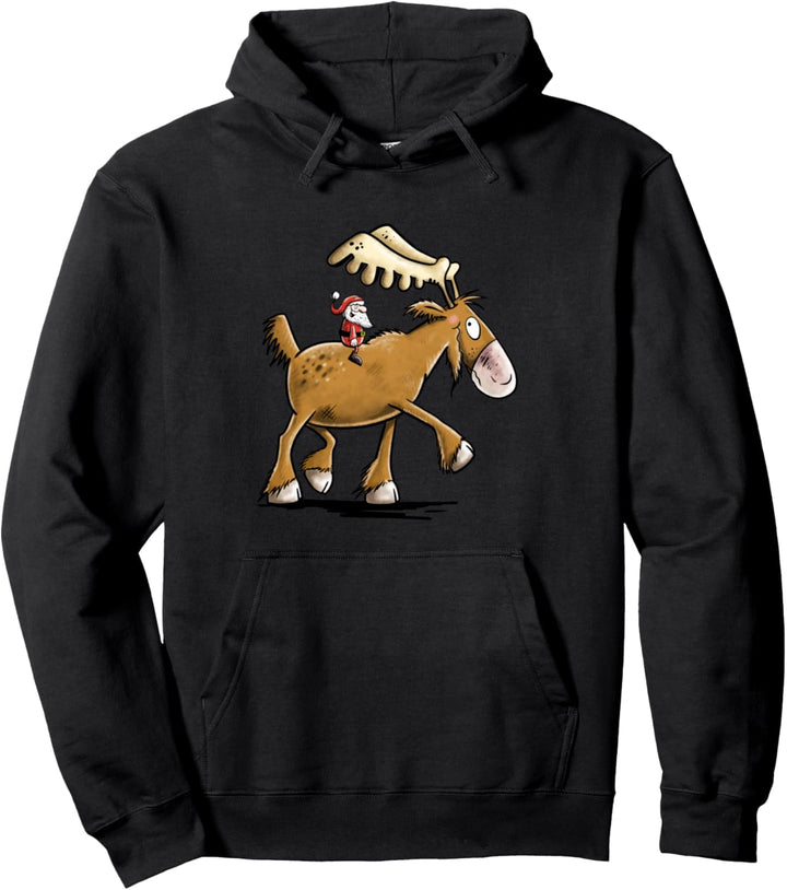 Weihnachtsmann Reitet Elch I Weihnachten Geschenk Nikolaus Pullover Hoodie