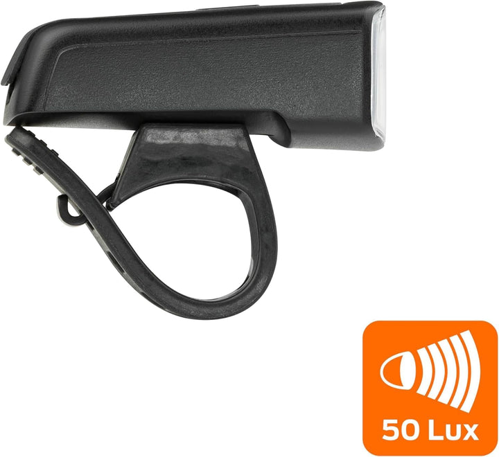 AXA Fahrradlicht Set Dwn 50 Lux – USB Aufladbar – Batterieanzeige – Bremslichtfunktion – StVZO Zugel