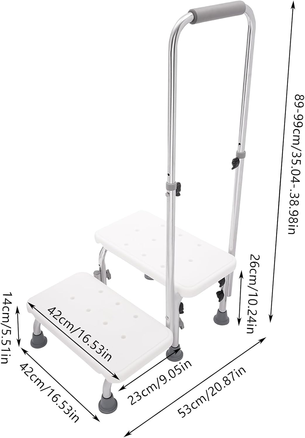 Step Hocker mit Griff und Rutschfester Plattform, Heavy Duty 2-Schritte Fusshocker für Erwachsene, S