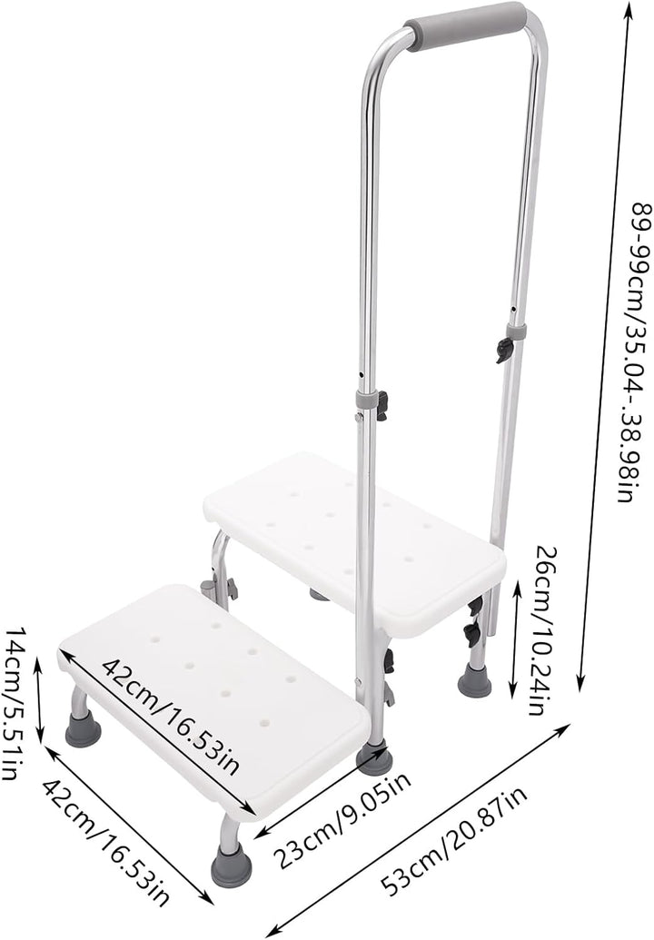 Step Hocker mit Griff und Rutschfester Plattform, Heavy Duty 2-Schritte Fusshocker für Erwachsene, S