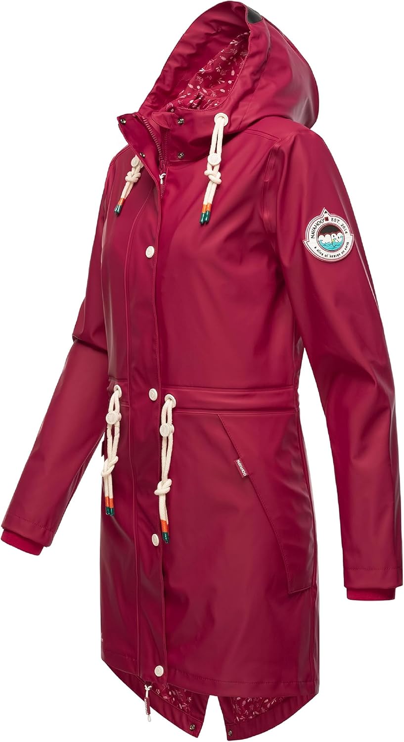 Navahoo Damen Übergangsjacke Regenmantel wasserdicht lang mit Kapuze Tropical Stormoo XS-3XL XS Fuch