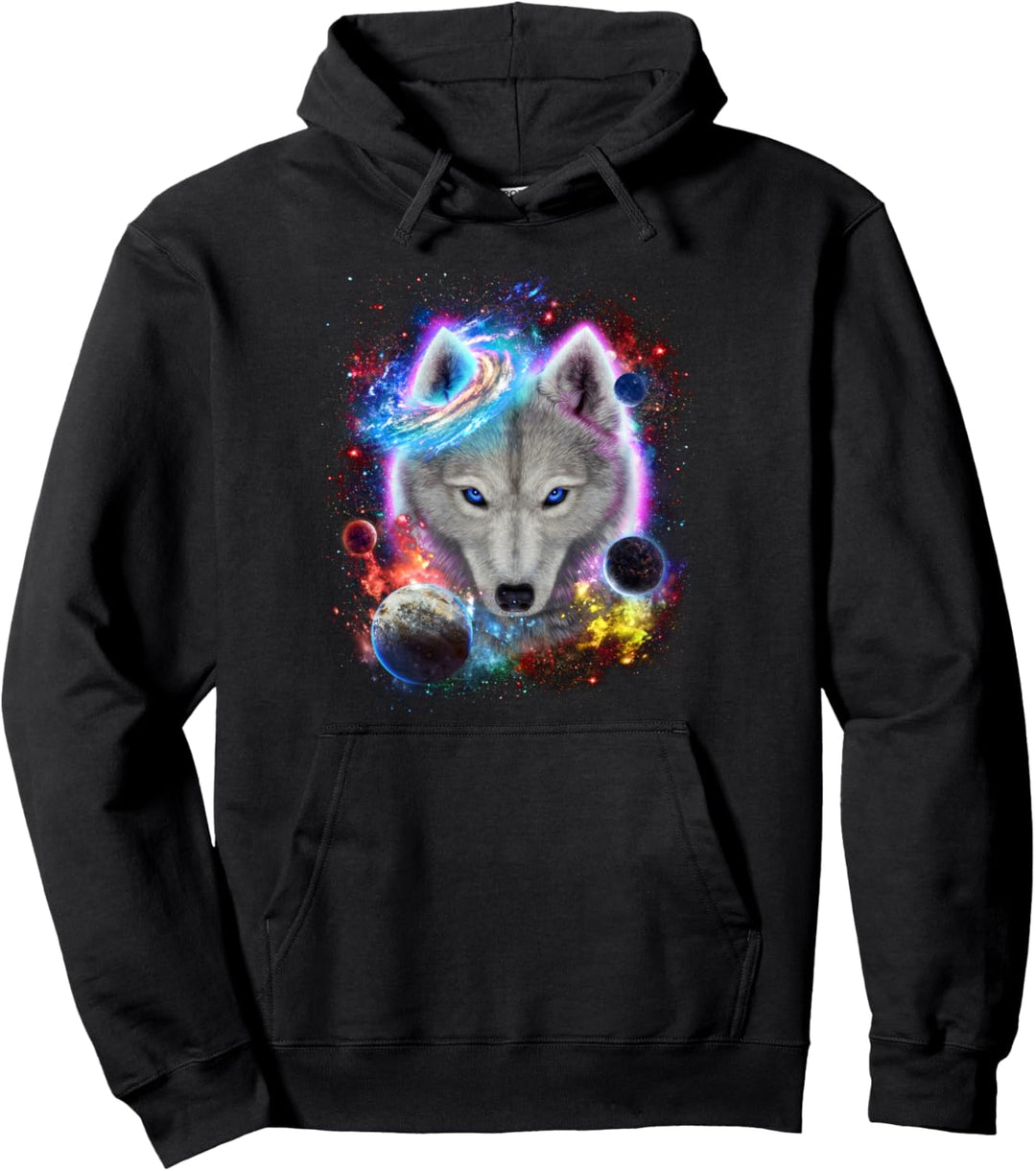 Polares Wolf im Weltraum wirbeln in der Galaxie Pullover Hoodie