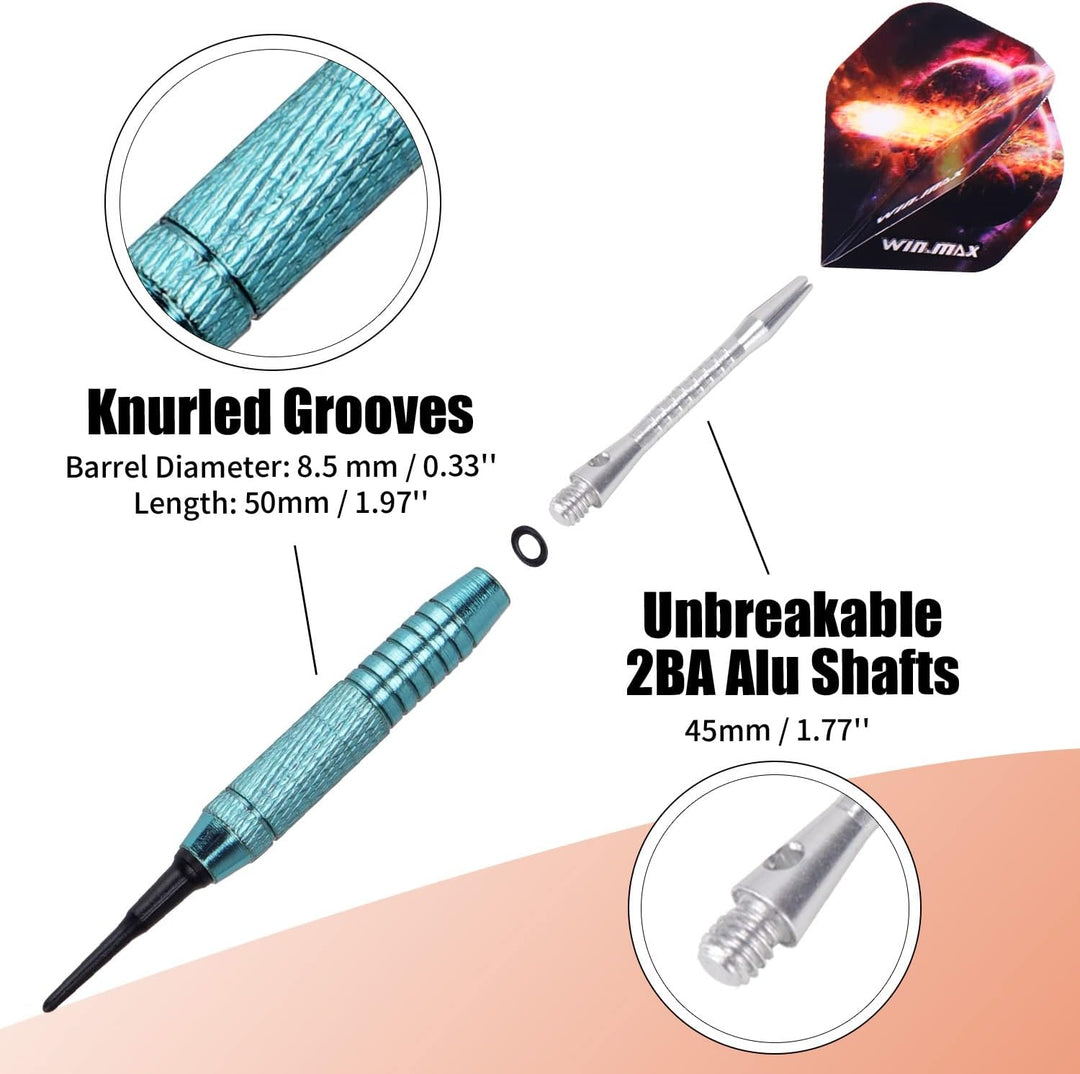WIN.MAX Dartpfeile mit kunststoffspitze für elektronische dartscheibe 12 Stück Soft Darts Pfeile Set