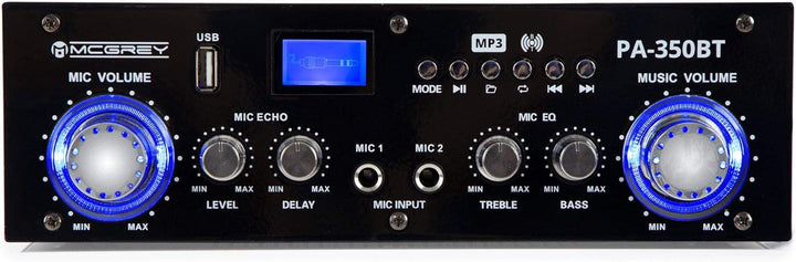 McGrey PA-350BT Bluetooth-Endstufe - mit USB/MP3-Player 200 Watt Leistung - Verstärker mit Zwei Mikr