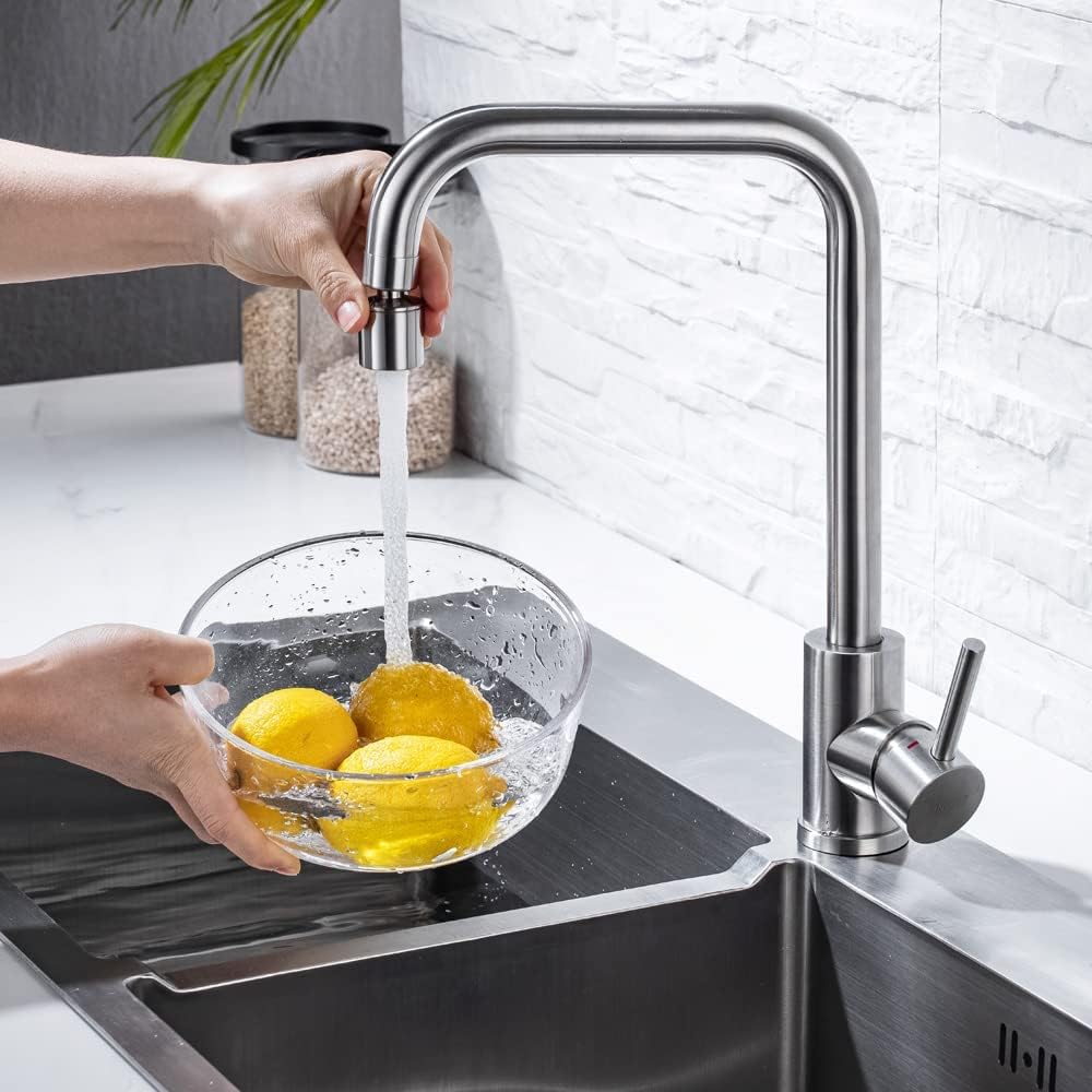 ONECE Küchenarmatur mit 2 Strahlarten, Hochdruck Wasserhahn Küche Spültischarmatur aus Edelstahl geb