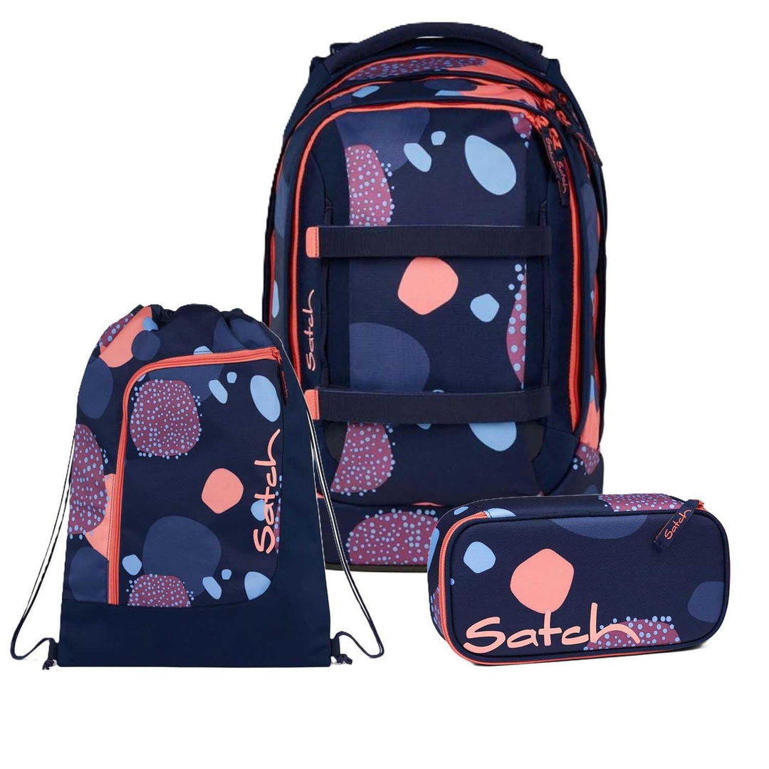Satch Pack Schulrucksack Set 3tlg. inkl. Schlamperbox und Sportbeutel (Coral Reef), Coral Reef