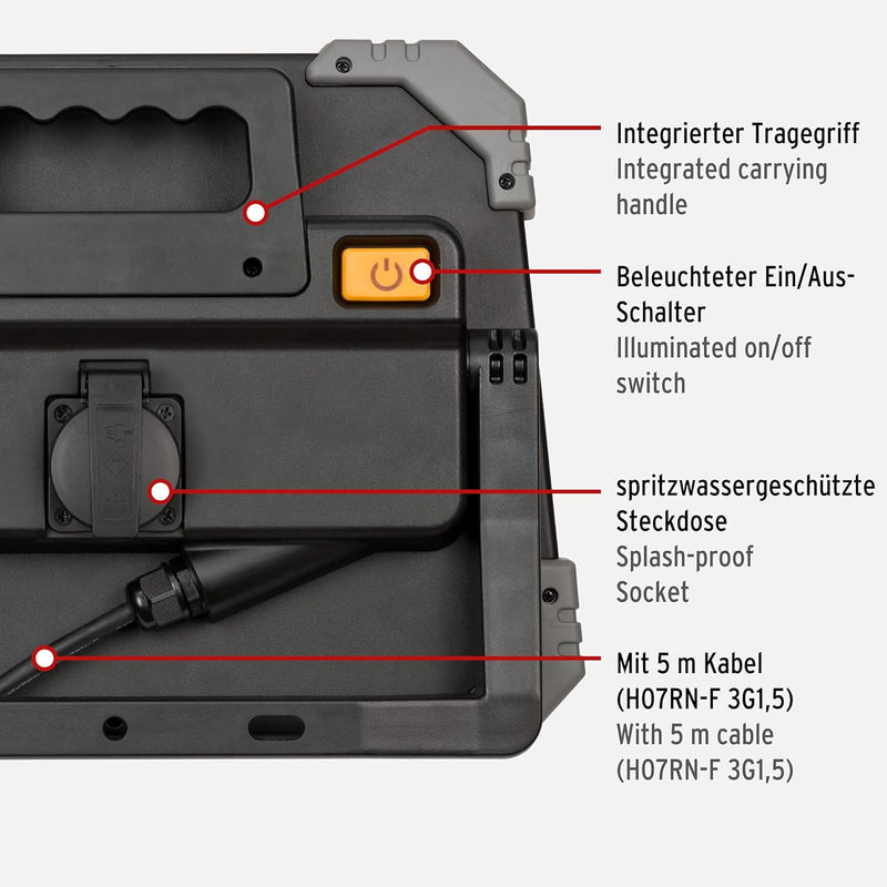 Brennenstuhl LED Baustrahler DINORA 10050 (85W, 10600lm, 5700K, IP54, LED Arbeitsstrahler mit 5m RN-
