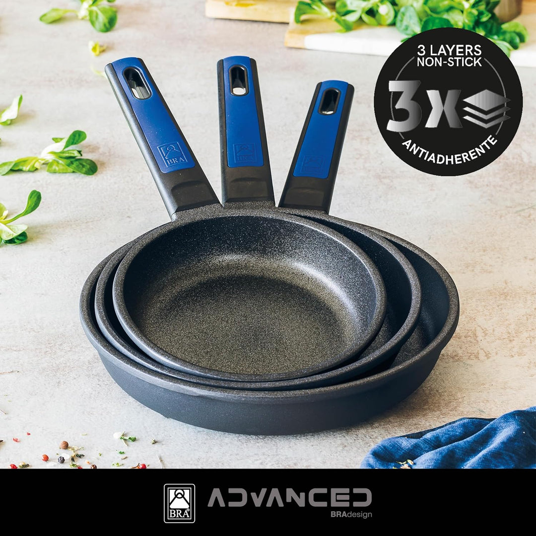BRA Advanced | Set mit 3 antihaftbeschichteten Bratpfannen aus Aluminiumguss, 20|24|28 cm, PFOA-frei