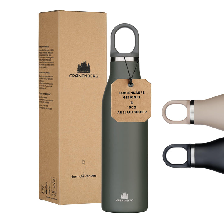 Groenenberg Trinkflasche Edelstahl 500ml oder 750ml | 100% Auslaufsicher | Thermosflasche Kohlensäur