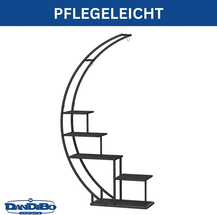 DanDiBo Blumenregal indoor 170 cm Hoch Metall Schwarz Halbrund 96585 Blumentreppe Gross Rund Pflanze