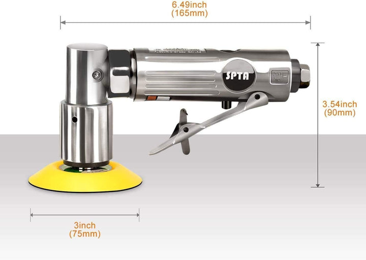 SPTA 80mm Winkelschleifer Mini Druckluft Exzenterschleifer Klett-Schleifteller im Lieferumfang Mit 1