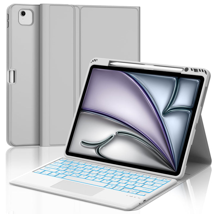 JADEMALL Für iPad Air 13 (M4/M3/M2) Hülle mit Touchpad &amp; Beleuchtung QWERTZ | Farbabstimmung, Mit 7-
