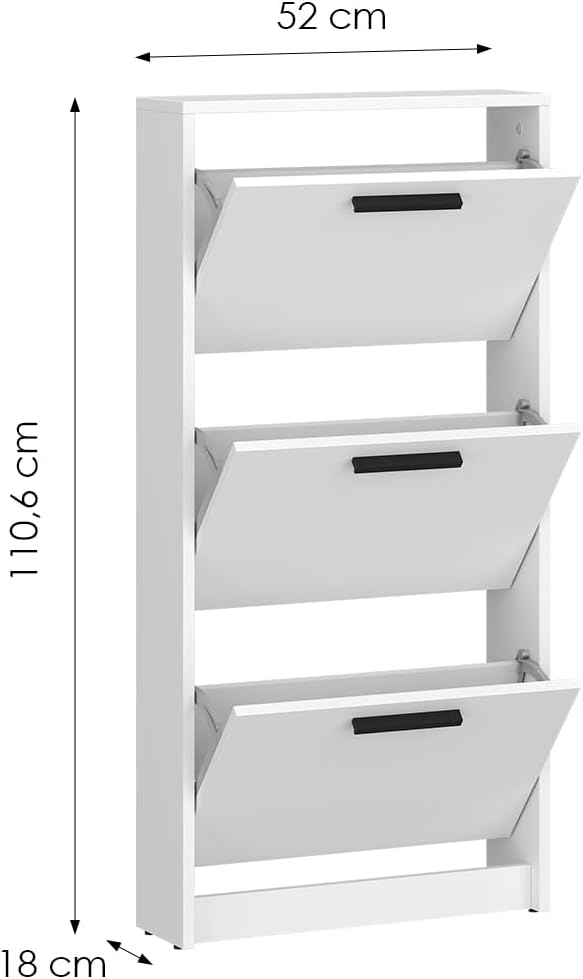 Step Up Schuhschrank Schuhkipper Schmal 52 cm Tiefe 18 cm für Flur | Schlankes Schuhregal für den Fl