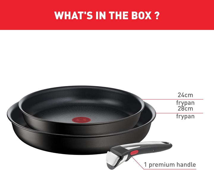 Tefal Ingenio Eco Resist On Kochgeschirr, 3 p, stapelbar, Induktion, leicht zu reinigen, Antihaftbes
