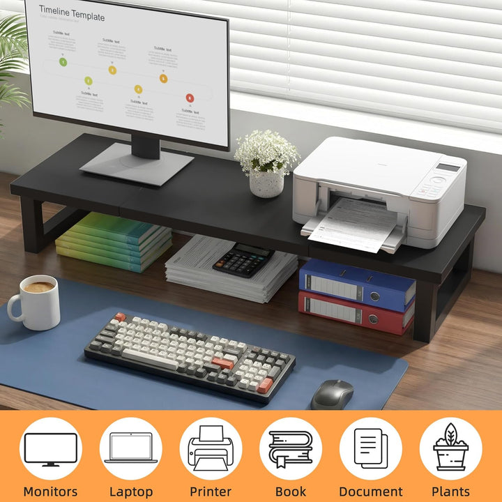 Bildschirmerhöhung 2 Monitore, 91x26cm Monitor Erhöhung Schreibtisch Monitorständer Schwarz Computer