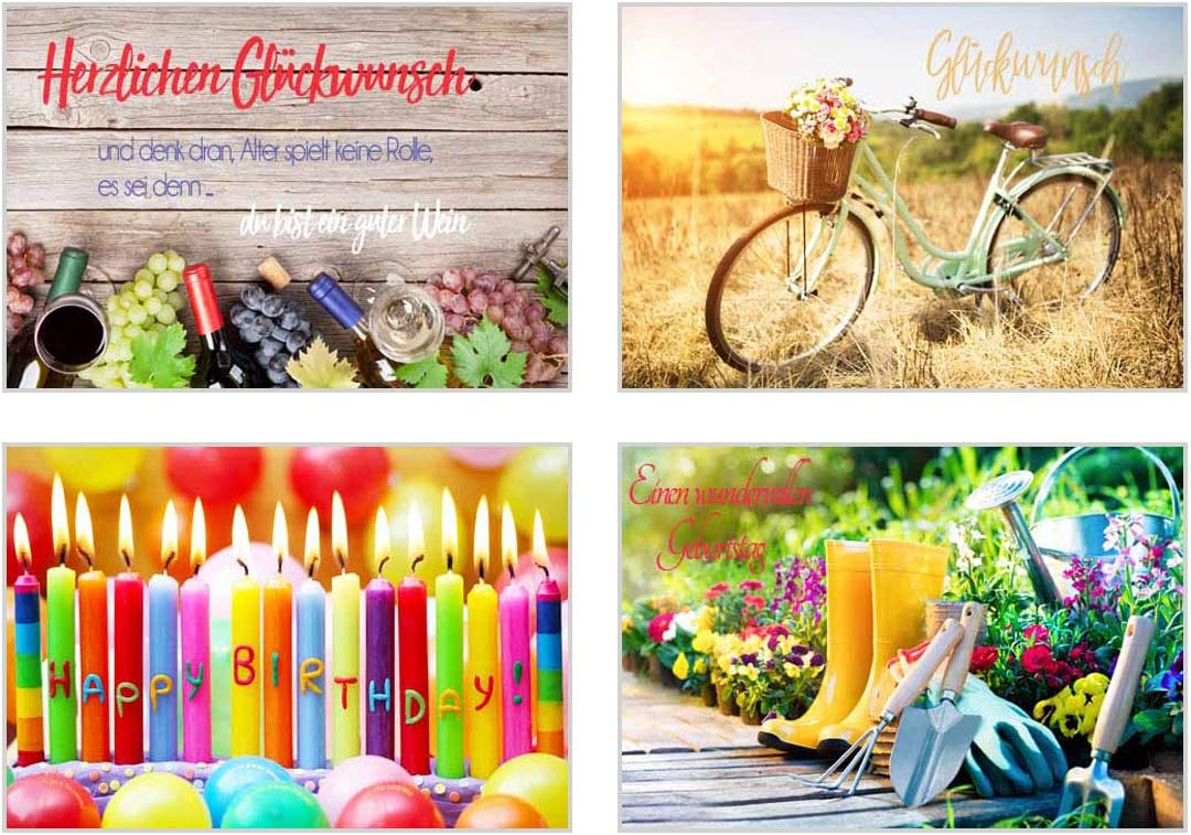 Set 40 exklusive Premium Geburtstagskarten mit Umschlag (2x20). Glückwunschkarte Grusskarte zum Gebu