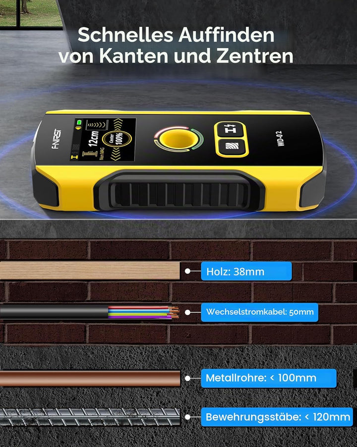 Balkenfinder-Wandscanner – FNIRSI WD-02 TFT-Display, elektronischer Balkendetektor mit HPC-Chip, Wan