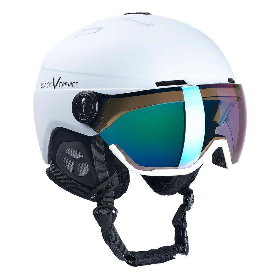 Black Crevice Skihelm Calgary I Skihelm mit Visier im Pilotenstyle I Skihelm Herren &amp; Damen I Skihel