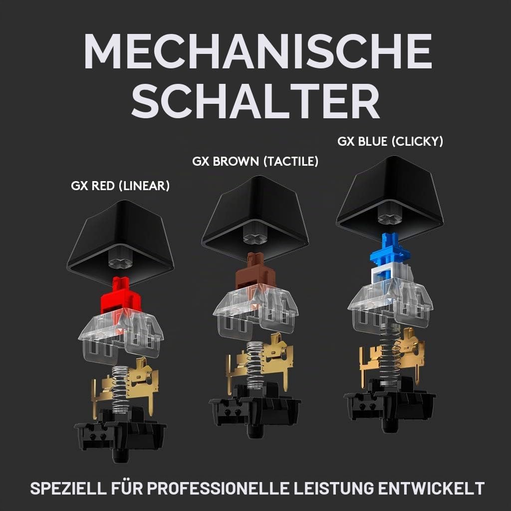 Logitech G512 mechanische Gaming-Tastatur, GX-Brown Taktile Switches, LIGHTSYNC RGB-Beleuchtung, USB