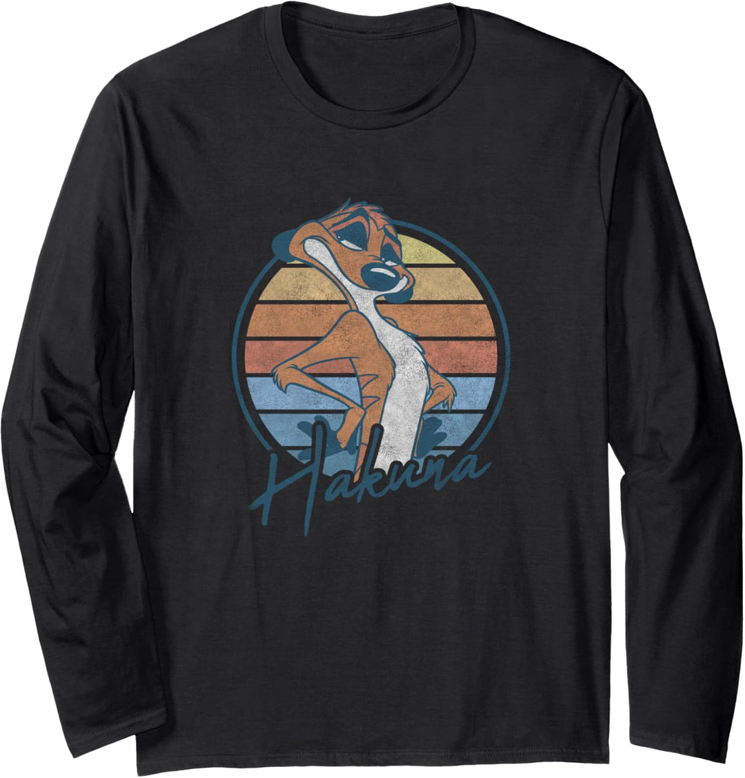 Disney Lion King Timon Shutter Sun Hakuna Script Langarmshirt