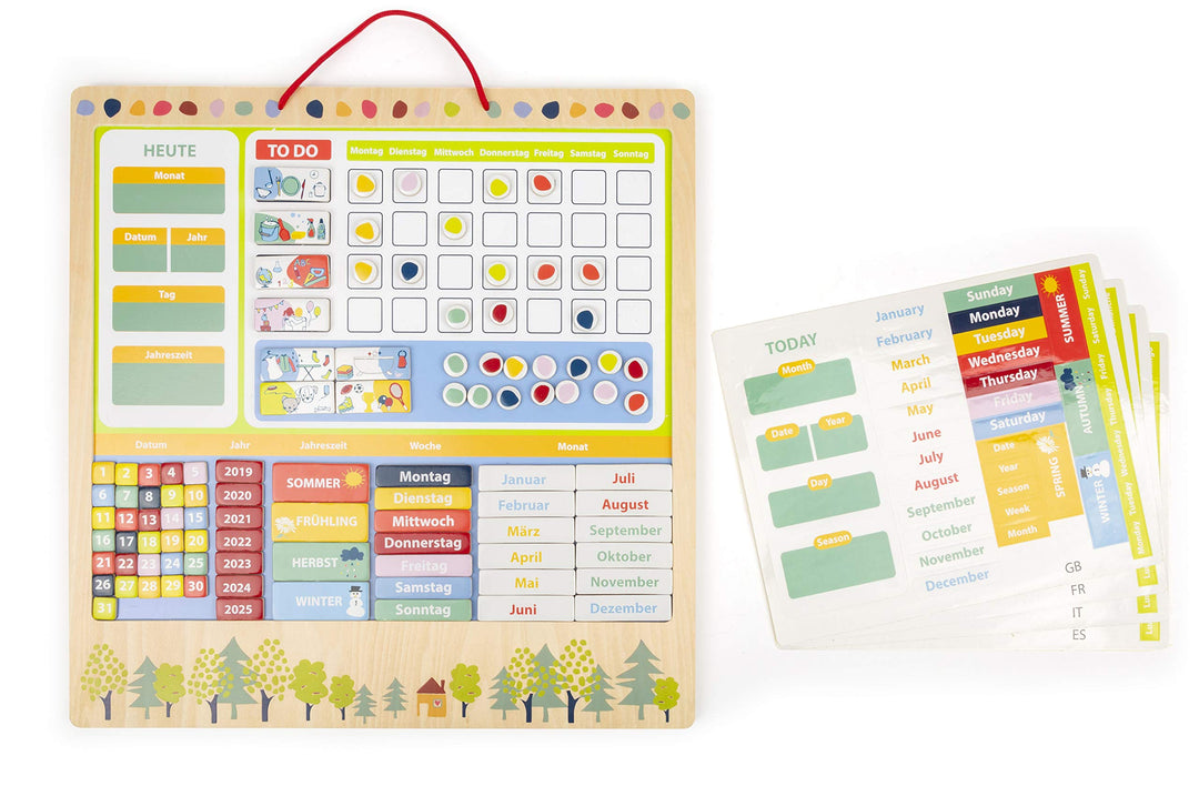small foot Wochenplaner magnetisch "Educate", Lerntafel aus FSC®100%-Zertifiziertem Holz, Tagesplan