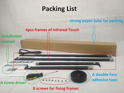 Deyowo 24 Zoll Infrarot-Touchscreen-Rahmen, IR-Touchscreen-Overlay, Touchscreen-Panel, Freier Treibe