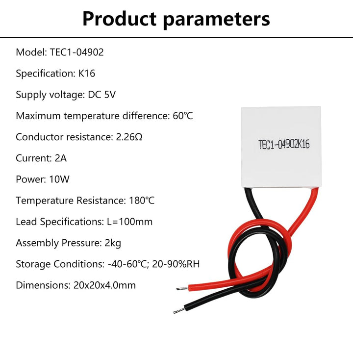 diymore 5PCS TEC1-04902 Peltierelement, Peltier Kühler 5V 10W 2A, Thermoelektrischer Kühler Halbleit