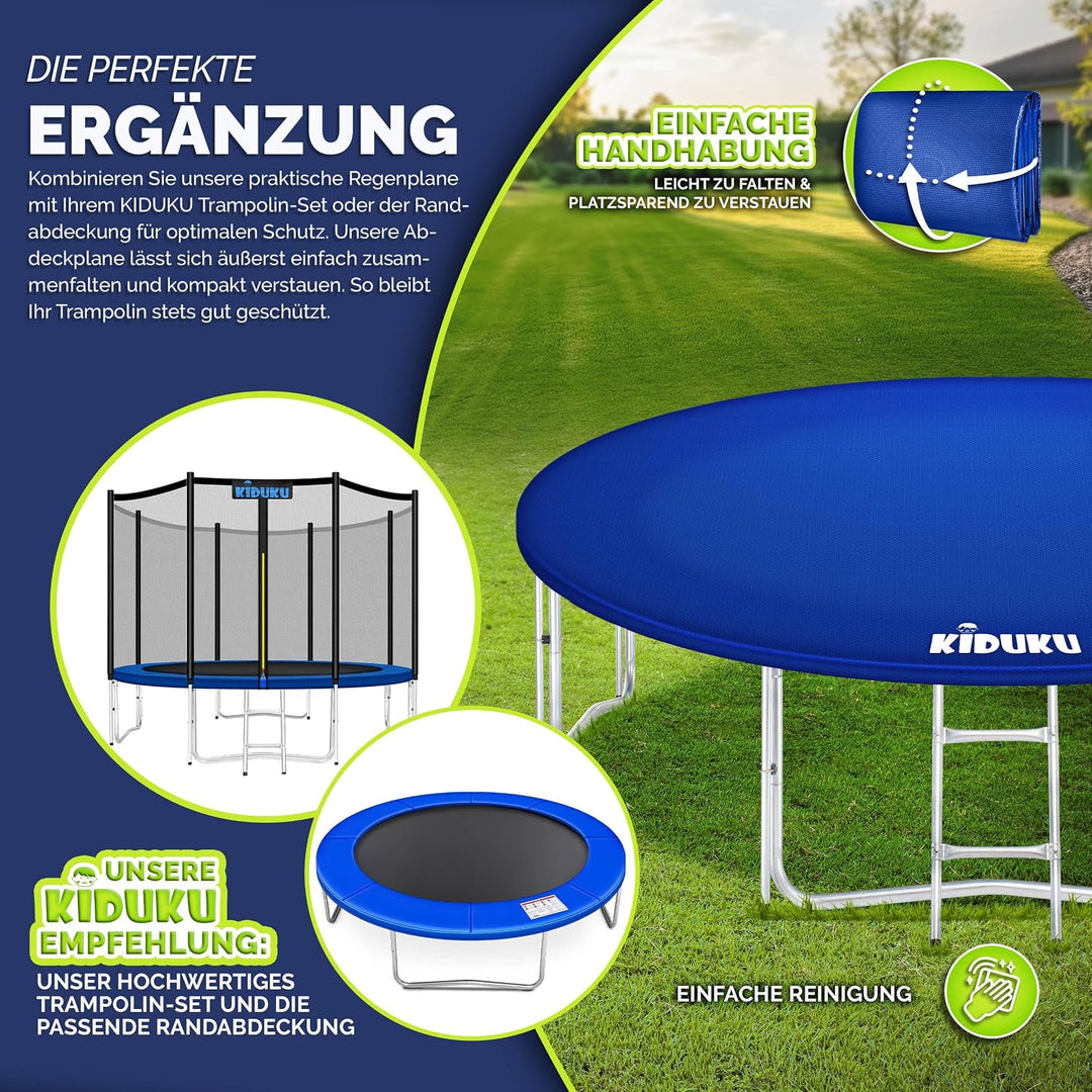 KIDUKU® Trampolin Abdeckung 244-427 cm | Outdoor Regenabdeckung Winterfest | Wetterschutzplane wette
