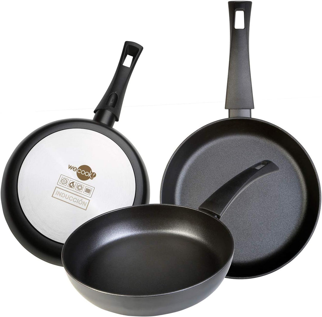 WECOOK Ecogreen Set mit 3 Pfannen 18-20-24 cm Aluminium, Induktion, umweltfreundliche Antihaftbeschi