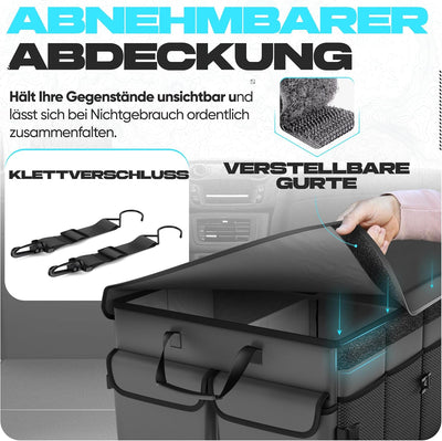 FORTEM Kofferraum Organizer, Kofferraumtasche, Zusammenklappbarer Auto Kofferraum mit Fächern, Rutsc