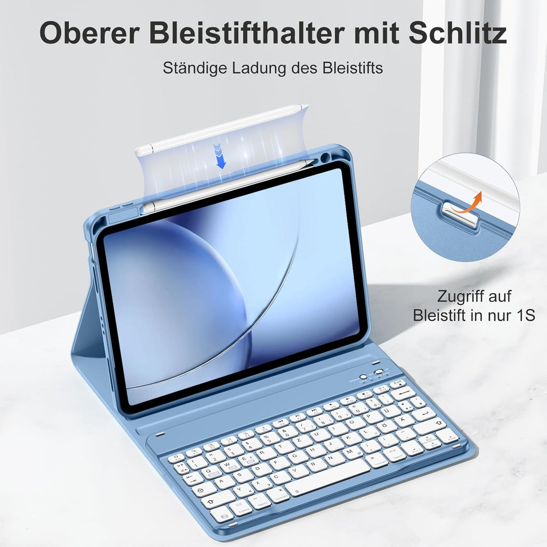 Hülle mit Tastatur für iPad Air 11 Zoll M3 2025 M2 2024/Air 5 Generation 2022 4 Gen 2020 10,9 Zoll,