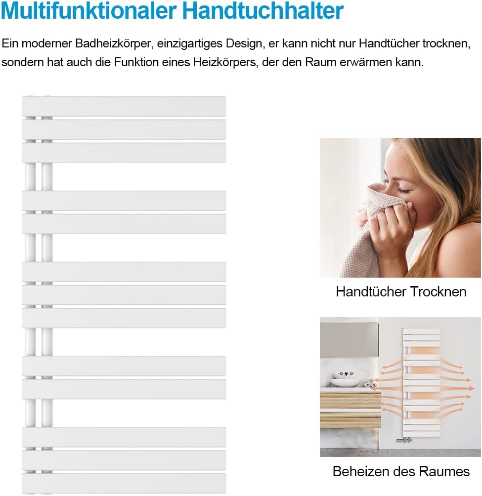 Heilmetz® Badheizkörper Flach Design Heizkörper Handtuchtrockner für Badezimmer Handtuchheizkörper m